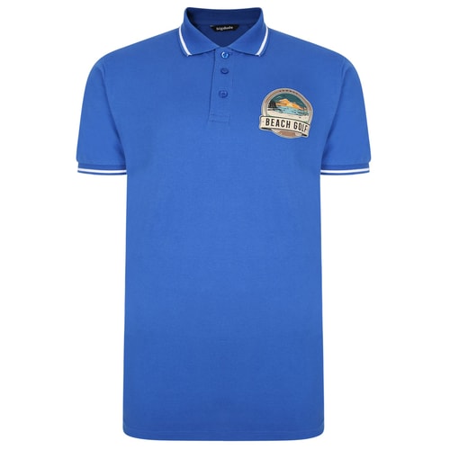 Bigdude Beach Golf Print Poloshirt Königsblau Tall